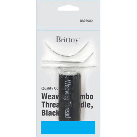 BRITTNY BR98000 WEAVING BLACK THREAD + 3 NEEDLES COMBO 12PK