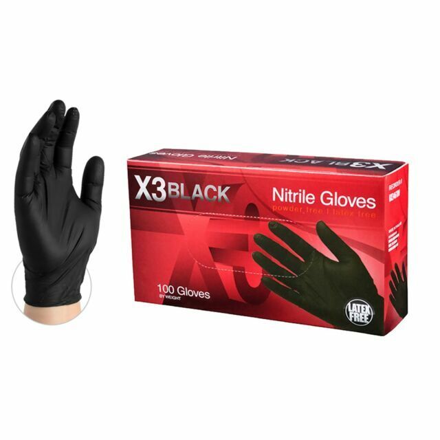 X3 BLACK NITRILE GLOVES (MEDIUM) 100PCS/ 10PK