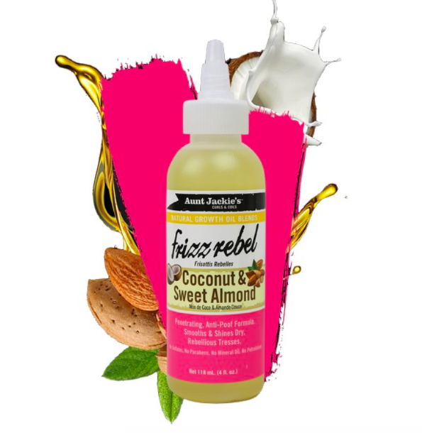AUNT JACKIE'S FRIZZ REBEL COCONUT & ALMOND OIL 4OZ/24PK