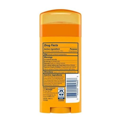 ARM & HAMMER ULTRA MAX UNSCENTED SOLID DEO 2.6OZ